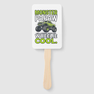 Monster Papaw Wheelie Cool Funny Monster Truck Des Hand Fan
