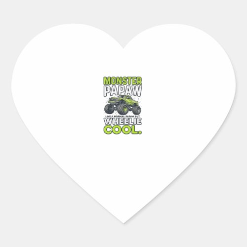 Monster Papaw Wheelie Cool Funny Monster Truck Des Heart Sticker