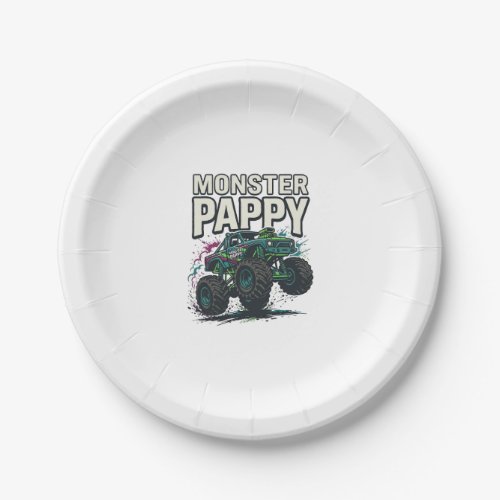 Monster Pappy Monster Truck Vintage Vector Design_ Paper Plates