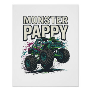 Monster Pappy Monster Truck Vintage Vector Design_ Poster