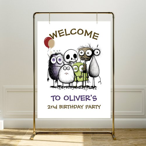 Monster Party 2nd Birthday Welcome Sign
