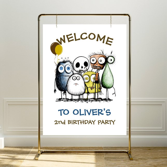 Monster Party 2nd Birthday Welcome Sign (Creator Uploaded)