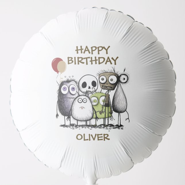 Monster Party Birthday Balloon (Front)