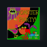 Monster Party Birthday Button<br><div class="desc">Kids having a monster theme birthday will love our Monster Party Birthday button featuring several monsters and bright colors!</div>
