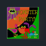 Monster Party Birthday Button<br><div class="desc">Kids having a monster theme birthday will love our Monster Party Birthday button featuring several monsters and bright colors!</div>
