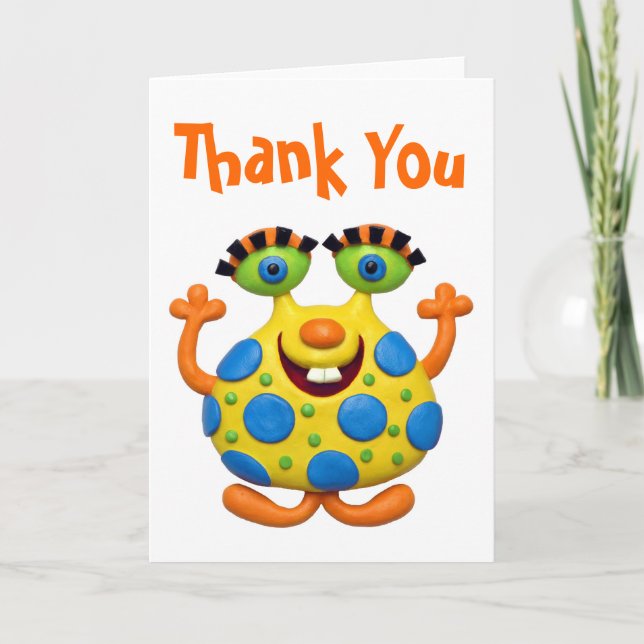 Monster Party Letterpress Thank You Card (Front)