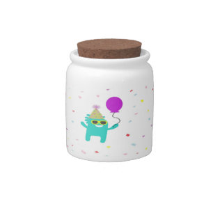 Monster party on white candy jar