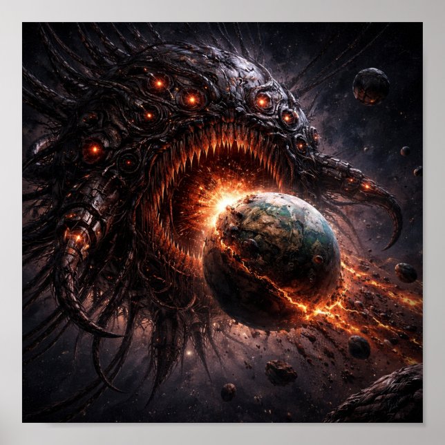 Monster Planet Eating A Doomed World Poster (Front)
