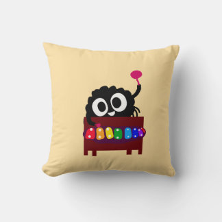 Monster plays the Xylophone Throw Pillow