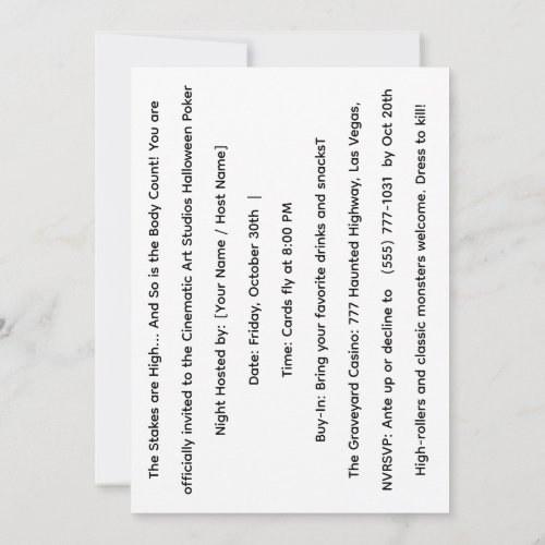 Monster Poker Halloween Casino Party Invite