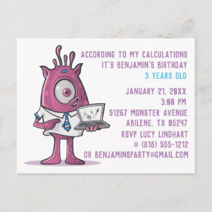Monster Postcard Birthday Party Invitation