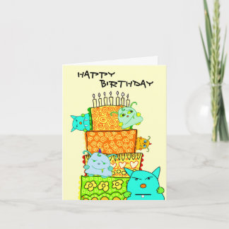Monster Potato Happy Birthday Cake Card