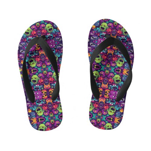 Monster Print Kids Flip Flops