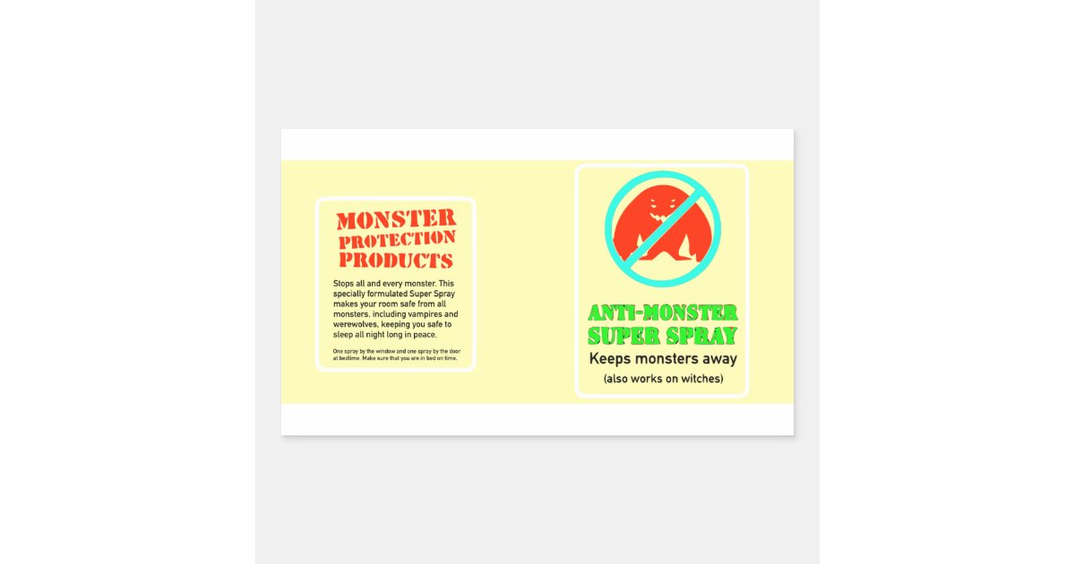 Monster Protection - Anti-Monster Super Spray Rectangular Sticker |  Zazzle.com
