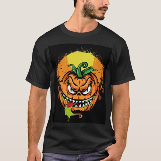 monster pumpkin halloween T-shirt for men  (Front)