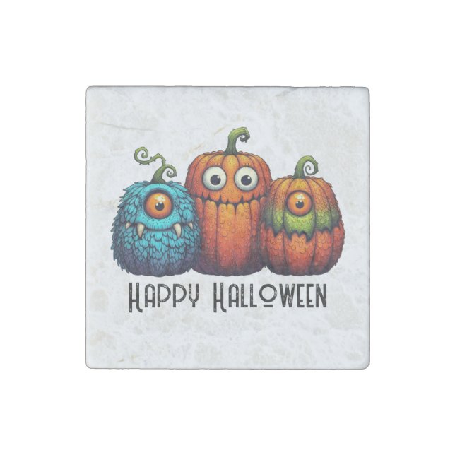 Monster Pumpkins Stone Magnet (Front)
