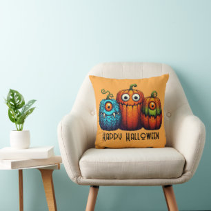 Monster Pumpkins Throw Pillow