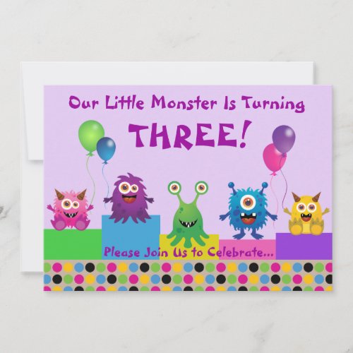 Monster (Purple) Birthday Invitation