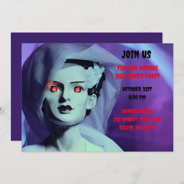 Monster Purple Bride of Frankenstein  Invitation (Front/Back)