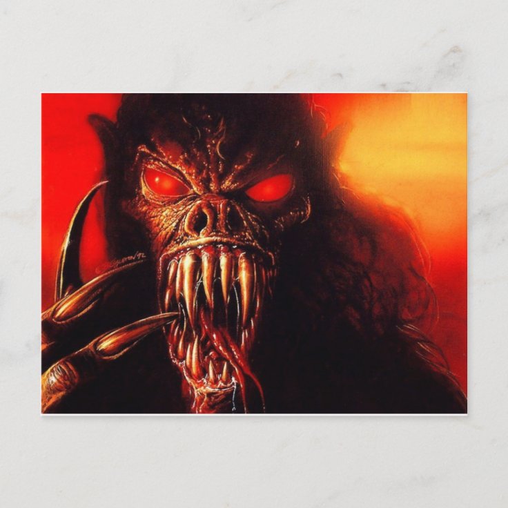 Monster Red Eyes With Fangs Postcard | Zazzlecom