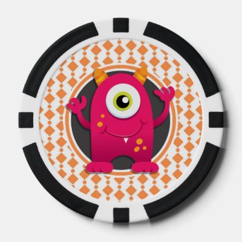 Monster Red.png Poker Chips by doozydoodles at Zazzle