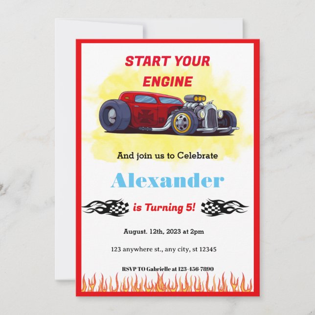 Monster Red Race Car Birthday Invitation (Front)