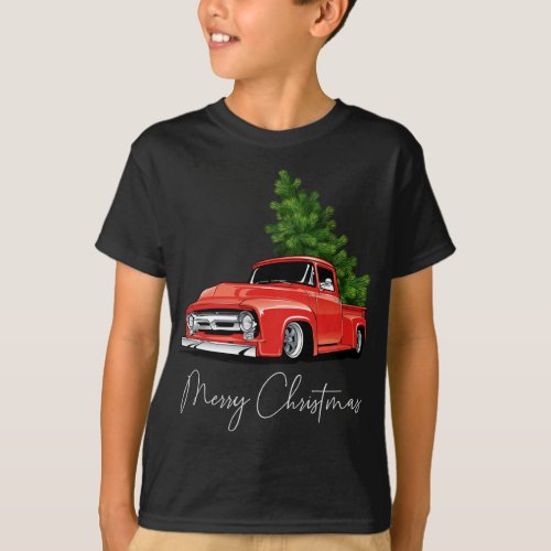 Monster Red Truck Christmas Tree Xmas T_Shirt