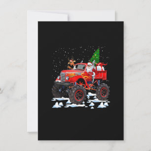 Monster Red Truck With Santa, Christmas Tree, Rein Invitation