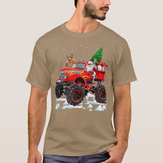 Monster Red Truck With Santa T-Shirt