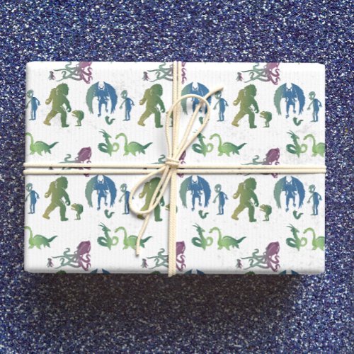 Monster Reunion Funny Ombre Mythic Creature  Wrapping Paper Sheets