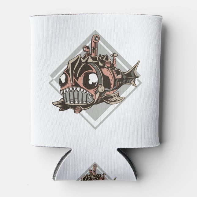 Monster Robotic Fish Gift For Sea Monster Lovers Can Cooler (Front)