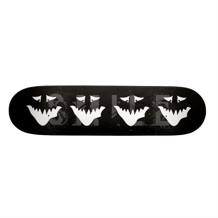 Monster Scary Face, in White. Skate Board Deck