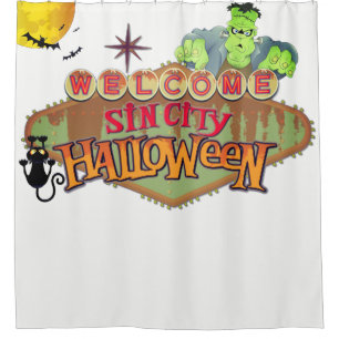 Monster Sin City Halloween Shower Curtain