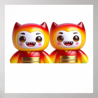 Monster Sisters Wall Art Poster – Cute Spooky Fant