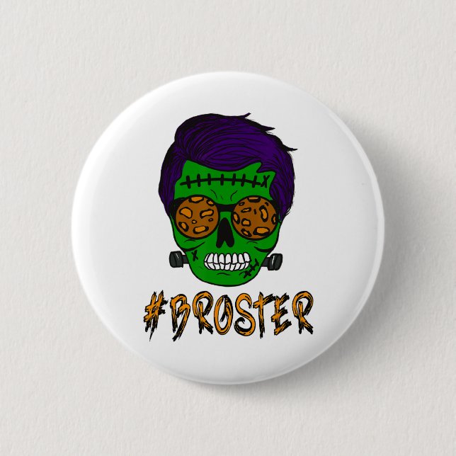 Monster Skull Broster Brother Halloween Matching F Button (Front)