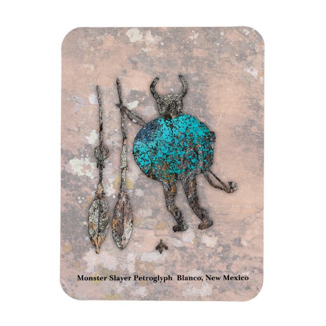 Monster Slayer Petroglyph - Blanco, New Mexico  Ma Magnet (Vertical)