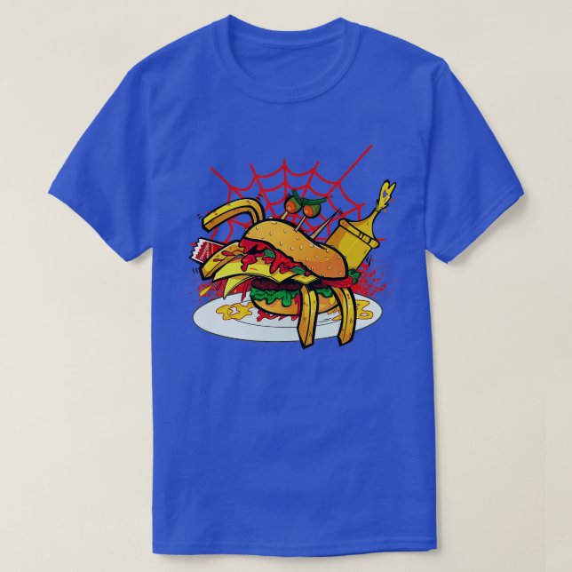 Monster Spider Cheese Burger Food Cheese Burger  T-Shirt (Design Front)