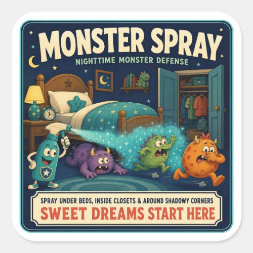 Monster Spray Bottle Square Sticker
