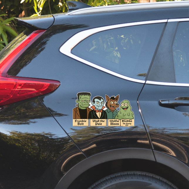 Monster Squad Portrait | Cute Halloween Art Sticker (Car Side)