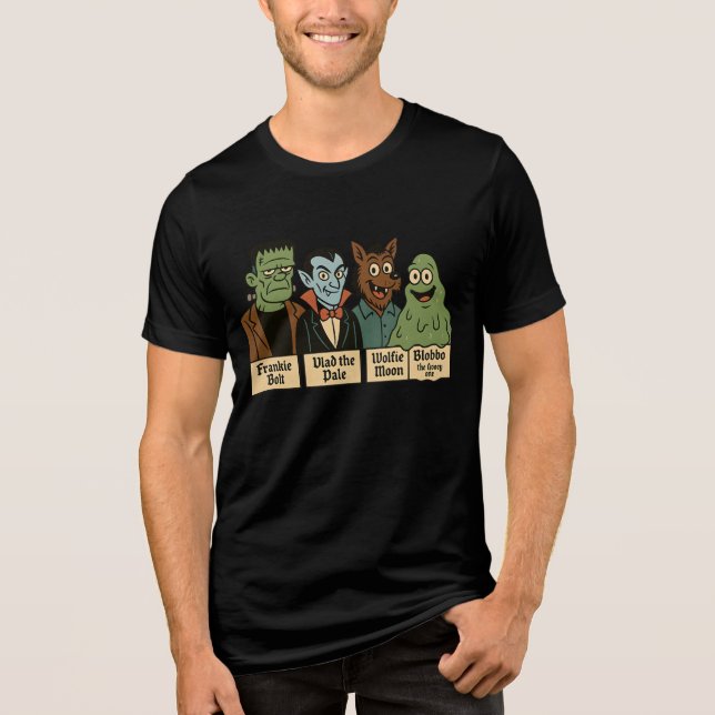 Monster Squad Portrait | Cute Halloween Art Tri-Blend Shirt (Front)