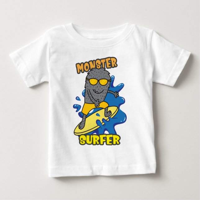 Monster surfing baby  baby T-Shirt (Front)