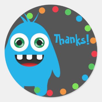 Monster Thank You Stickers by cranberrydesign at Zazzle