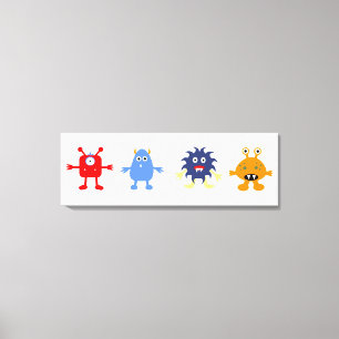 Monster Theme Baby Boy Room Wrapped Canvas Print