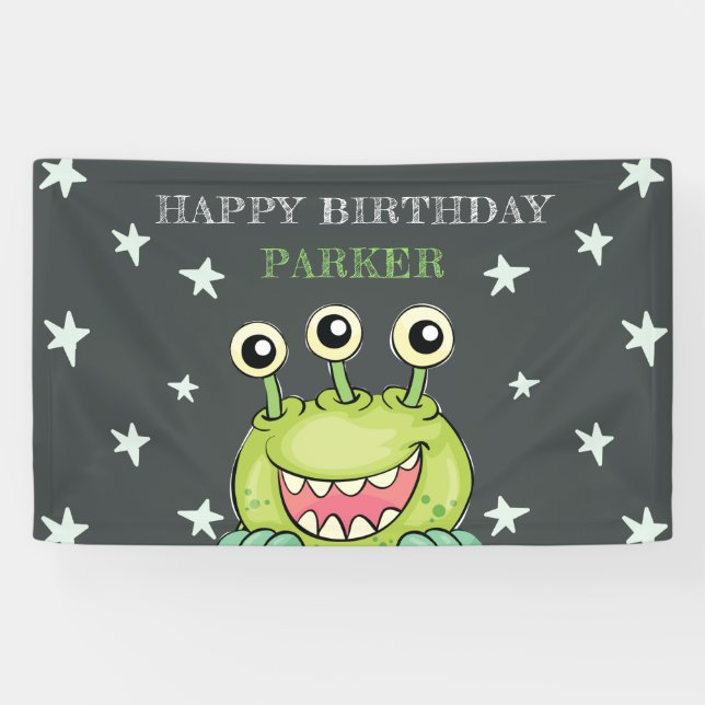 Monster Theme Birthday Banner (Horizontal)