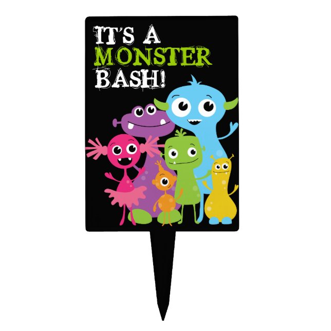 Monster Theme Birthday Party Cake Topper (Front)