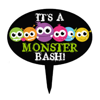Monster Theme Birthday Party Cake Topper