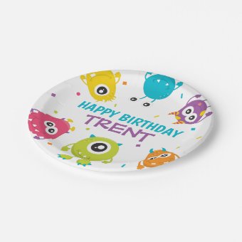 Monster Theme Birthday Party Paper Plate | Zazzle