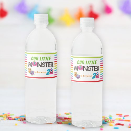 Monster Theme Birthday Party Water Bottle Label