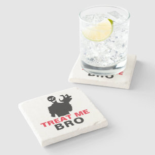 Monster Treat Me Bro funny Halloween customizable Stone Coaster