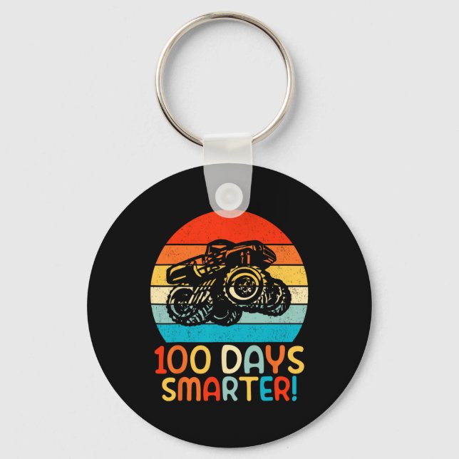Monster Truck 100 Days Of School Kindergarten Smar Keychain (Front)